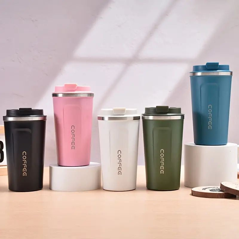 Stainless Steel Insulated Coffee Mug With Lid | Travel Tumbler & Tea Cup