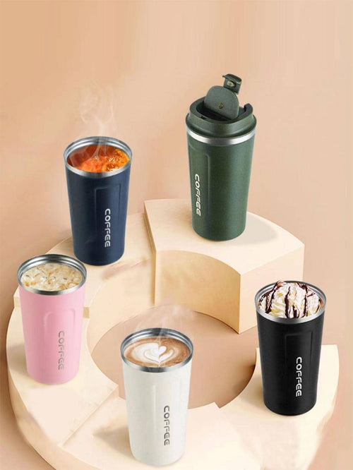 Stainless Steel Insulated Coffee Mug With Lid | Travel Tumbler & Tea Cup