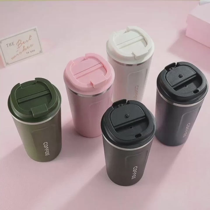 Stainless Steel Insulated Coffee Mug With Lid | Travel Tumbler & Tea Cup